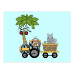 Monkey and Hippo Train Tshirts and Gifts Post Card