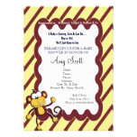 Monkey autour l'invitation de baby shower - jaune