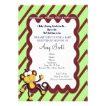 Monkey autour l'invitation de baby shower - vert c