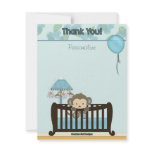 Monkey Baby Shower FLAT#1 Thank You BLUE invitations