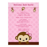 MONKEY Baby Shower invitation Polka Dot PINK GIRL