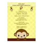 MONKEY Baby Shower invitation Polka Dot YELLOW MPP