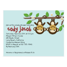 Monkey Baby Shower Invitation Postcard