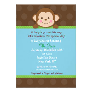 monkey baby shower invitations african bongo stamp funny monkey ...