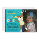 Monkey Bananas First Birthday Photo Invitations