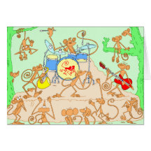 Monkey Band Greeting Card