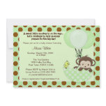 Monkey Birdie Umbrella Baby Shower Invitation