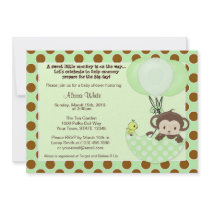 Monkey Birdie Umbrella Baby Shower Invitation
