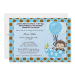 Monkey Birdie Umbrella Baby Shower Invitation