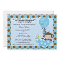 Monkey Birdie Umbrella Baby Shower Invitation