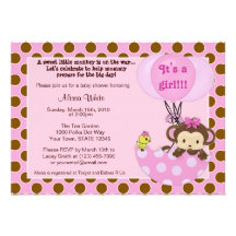 Monkey Birdie Umbrella Baby Shower Invitation