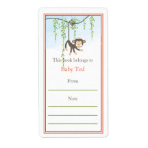 Monkey Bookplate Personalized Shipping Label