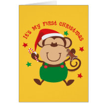 Monkey Boy 1st Christmas Card
