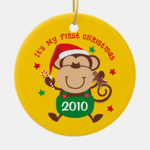 Monkey Boy 1st Christmas Personalized Ornament