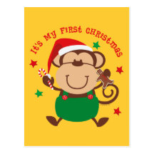Monkey Boy 1st Christmas Postcards