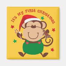 Monkey Boy 1st Christmas Refrigerator Magnets