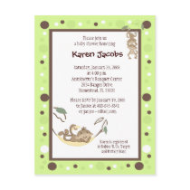 Monkey Business Green and Brown dot invitation Post Card