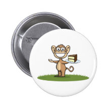 Monkey Cake Pinback Button