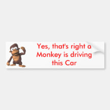 Monkey driving a Car Bumper Stickers