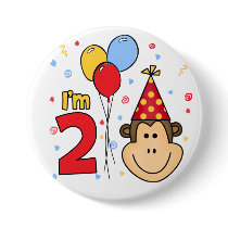Monkey Face  2nd Birthday Pinback Buttons