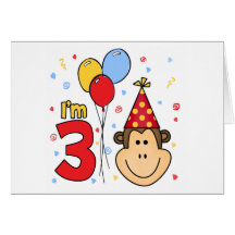 Monkey Face 3rd Birthday Invitations Cards