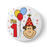 Monkey Face First Birthday buttons