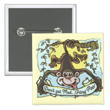 Monkey flings Poo by Mudge Studios Pin