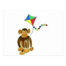Monkey Flying Kite Postcards
