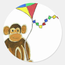 Monkey Flying Kite Stickers