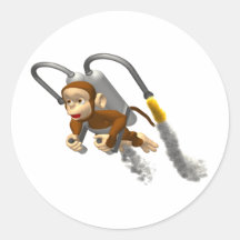 Monkey Flying With Jetpack Stickers
