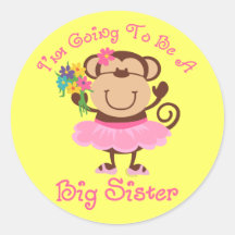 Monkey Future Big Sister Round Sticker