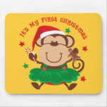 Monkey Girl 1st Christmas Mouse Pads