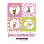 MONKEY Girl Jungle Baby Shower Cupcake Topper JJ Postcard