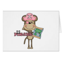 Monkey Girl Pirate Tshirts and Gifts Greeting Card