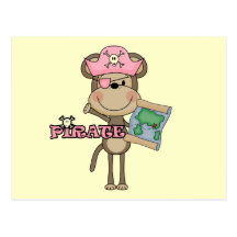 Monkey Girl Pirate Tshirts and Gifts Post Card