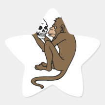 Monkey Holding A Skull Star Stickers