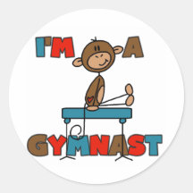 Monkey I'm a Gymnast T-shirts and Gifts Round Sticker