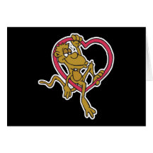 monkey in heart greeting card