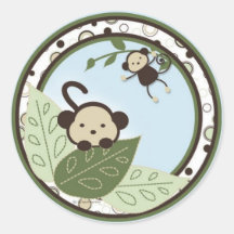 Monkey,Leaves and Circles Stickers