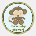 Monkey les étiquettes de baby shower/joints vides  autocollant
