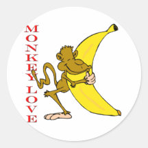 Monkey Love Fling Poo Funny Stickers