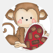 Monkey love round stickers