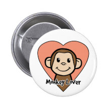 Monkey Lover Pinback Buttons