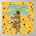 monkey on palm tree poster