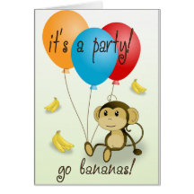 Monkey Party Invitation - Kids Cards