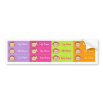 Monkey Personalized Kids name Waterproof Labels Bumper Sticker
