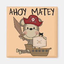 Monkey Pirate Ahoy Matey t-shirts and Gifts Fridge Magnet