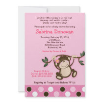 MONKEY PLAY 5x7 PINK GIRL BABY SHOWER Invites