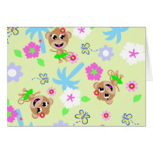 monkey print  allover greeting cards