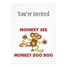 Monkey See Monkey Doo Doo Custom Invitation